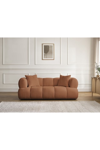 Canapé Pamira - Orange - 2 places - En tissu bouclette