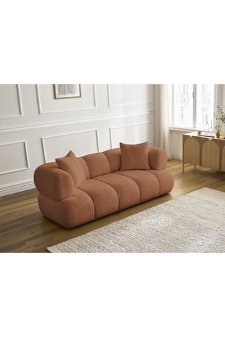 Canapé Pamira - Orange - 2 places - En tissu bouclette