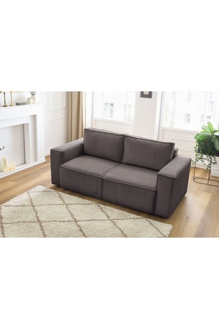 Canapé Nihad - Taupe - 2 places - En tissu velours côtelé