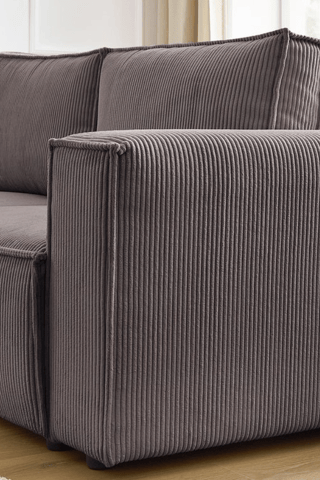 Canapé Nihad - Taupe - 2 places - En tissu velours côtelé