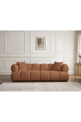 Canapé Pamira - Marron - 3 places - En tissu bouclette