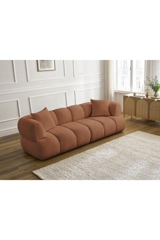 Canapé Pamira - Marron - 3 places - En tissu bouclette