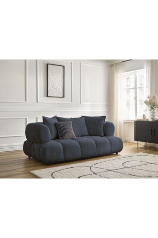 Canapé Alya - Bleu foncé - 2 places - En tissu bouclette