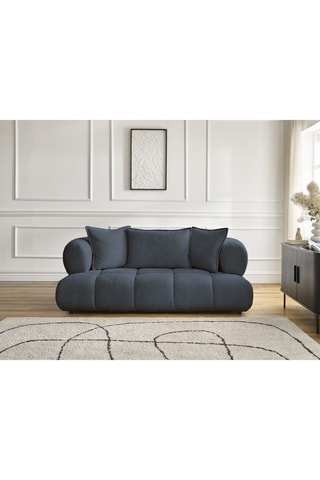 Canapé Alya - Bleu foncé - 2 places - En tissu bouclette