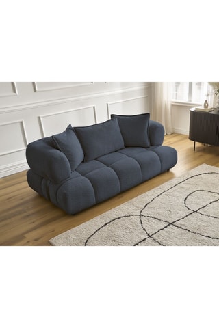 Canapé Alya - Bleu foncé - 2 places - En tissu bouclette