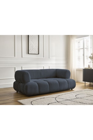Canapé Alya - Bleu foncé - 2 places - En tissu bouclette