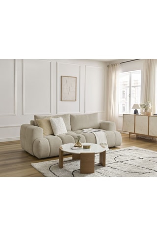 Canapé convertible Fuji - Beige - 3 places - En tissu bouclette