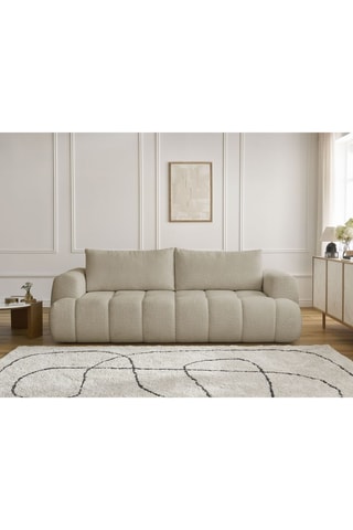 Canapé convertible Fuji - Beige - 3 places - En tissu bouclette