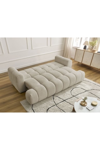 Canapé convertible Fuji - Beige - 3 places - En tissu bouclette