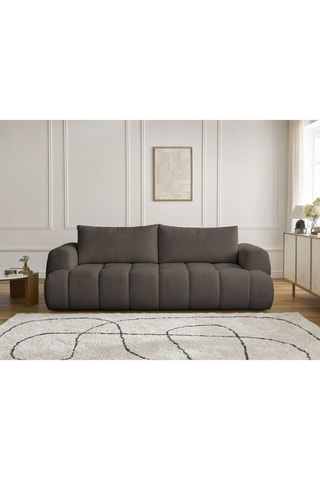 Canapé convertible Fuji - Gris foncé - 3 places - En tissu bouclette