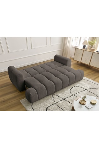 Canapé convertible Fuji - Gris foncé - 3 places - En tissu bouclette