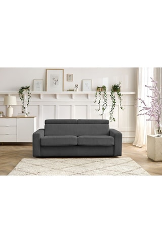Canapé convertible Monaco - Gris foncé - 3 places - En tissu velours côtelé