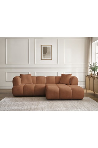 Canapé d'angle droit Pamira - Marron - 4 places - En tissu bouclette