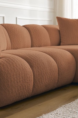 Canapé d'angle droit Pamira - Marron - 4 places - En tissu bouclette