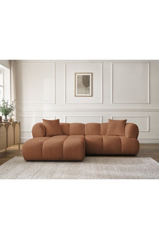 Canapé d'angle gauche Pamira - Marron - 4 places - En tissu bouclette