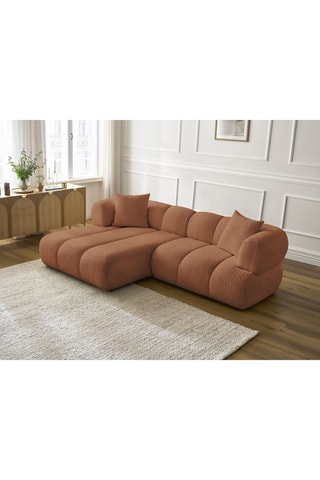 Canapé d'angle gauche Pamira - Marron - 4 places - En tissu bouclette