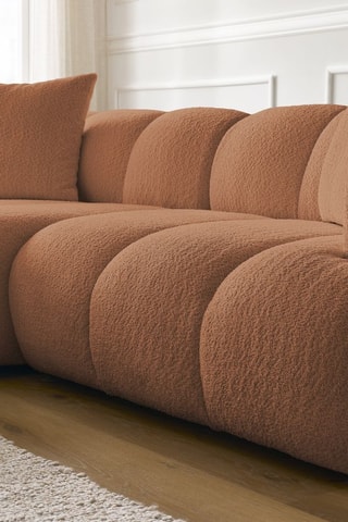 Canapé d'angle gauche Pamira - Marron - 4 places - En tissu bouclette