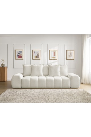 Canapé convertible Everest - Beige - 3 places - Couchage 197 x 153 cm - En tissu chiné doux