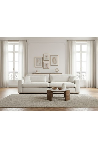 Canapé Belmont – Blanc - 3 places - En tissu bouclette doux