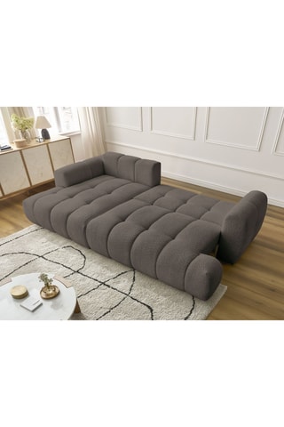 Canapé d'angle gauche convertible Fuji - Gris foncé - 3 places - En tissu bouclette