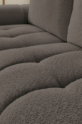 Canapé d'angle gauche convertible Fuji - Gris foncé - 3 places - En tissu bouclette