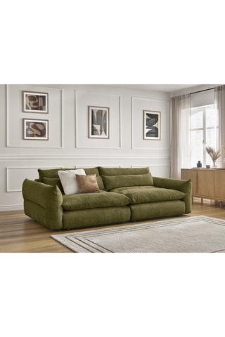 Canapé Neil - Vert olive - 3 places - En tissu polyester
