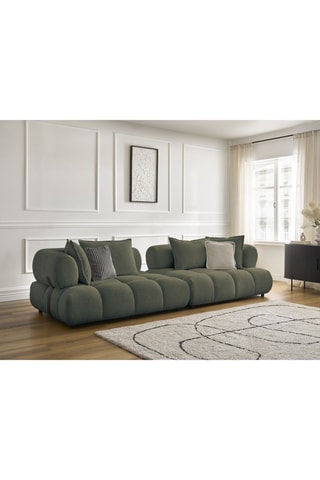 Canapé Alya - Vert foncé - 4 places - En tissu bouclette