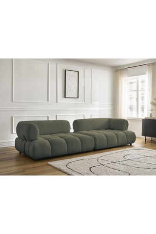 Canapé Alya - Vert foncé - 4 places - En tissu bouclette