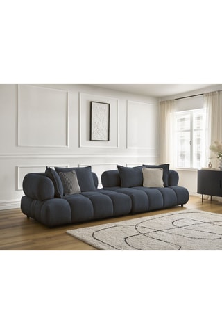 Canapé Alya - Bleu foncé - 4 places - En tissu bouclette