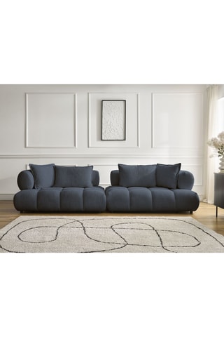 Canapé Alya - Bleu foncé - 4 places - En tissu bouclette