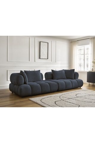 Canapé Alya - Bleu foncé - 4 places - En tissu bouclette
