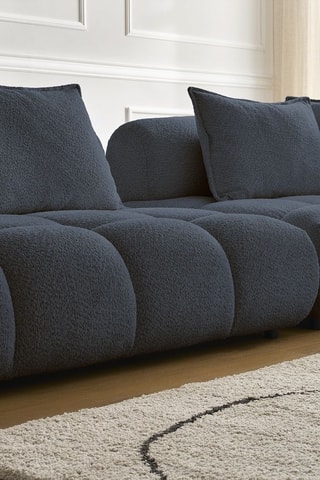 Canapé Alya - Bleu foncé - 4 places - En tissu bouclette