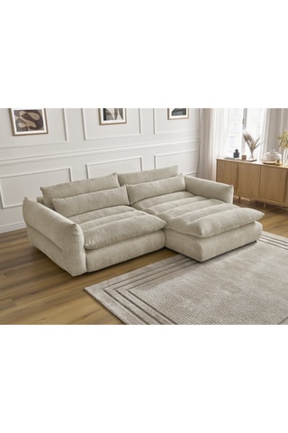 Canapé d'angle droit Neil - Beige - 3 places - En tissu texturé