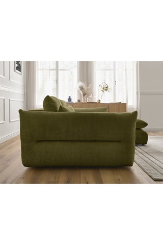 Canapé d'angle droit convertible Neil - Vert olive - 3 places - En tissu texturé