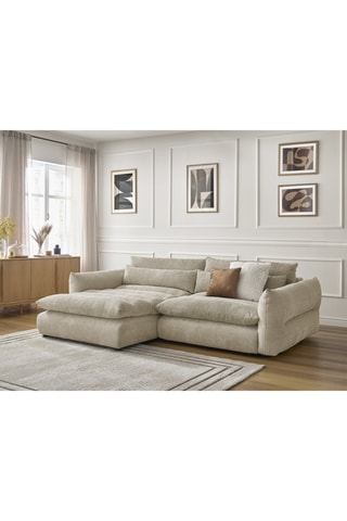 Canapé d'angle gauche Neil - Beige - 3 places - En tissu polyester