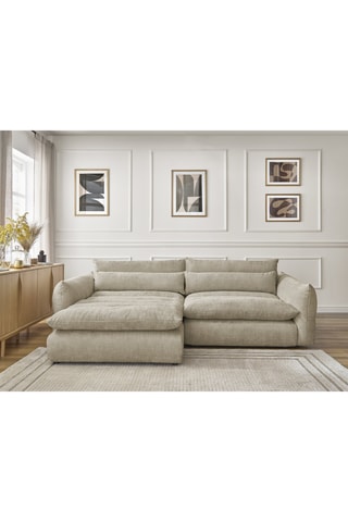 Canapé d'angle gauche Neil - Beige - 3 places - En tissu polyester