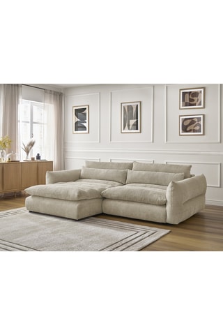 Canapé d'angle gauche Neil - Beige - 3 places - En tissu polyester