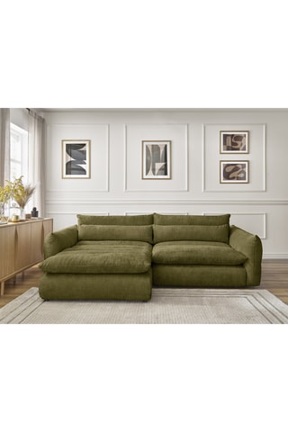 Canapé d'angle gauche Neil - Vert olive - 3 places - En tissu texturé