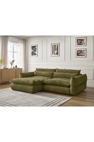 Canapé d'angle gauche Neil - Vert olive - 3 places - En tissu texturé