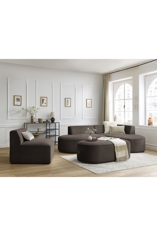 Canapé d'angle droit modulable Rousseau - Marron - 4 places - En velours côtelé