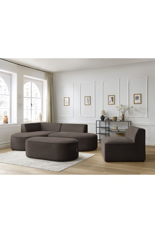 Canapé d'angle gauche modulable Rousseau - Marron - 4 places - En velours côtelé