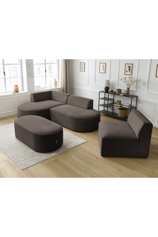 Canapé d'angle gauche modulable Rousseau - Marron - 4 places - En velours côtelé