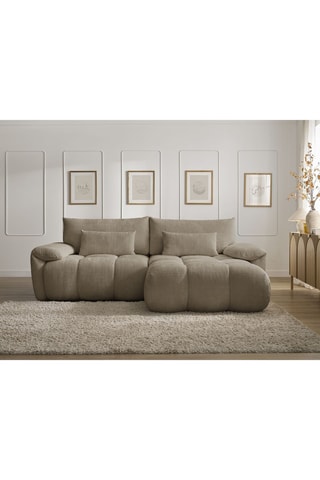 Canapé d'angle droit Ivane - Taupe - 3 places - En tissu texturé