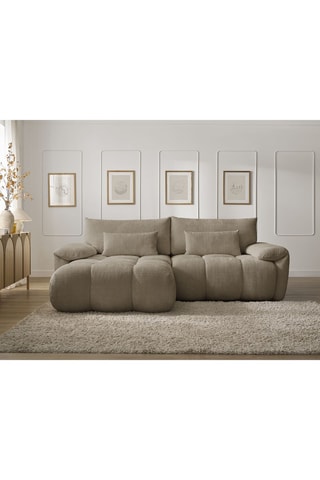 Canapé d'angle gauche Ivane - Taupe - 3 places - En tissu texturé