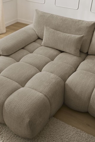 Canapé d'angle gauche Ivane - Taupe - 3 places - En tissu texturé