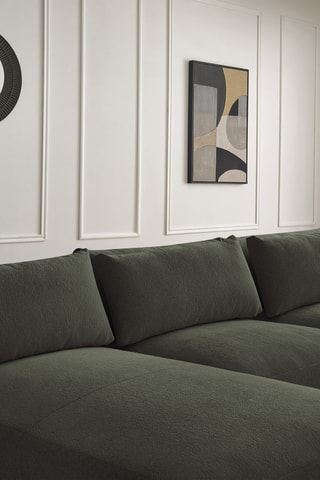 Canapé d'angle panoramique réversible Jana - Vert foncé - 4 places - En tissu chiné