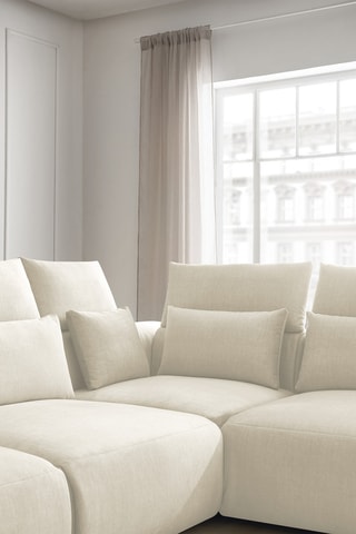 Canapé d'angle modulable Jana - Beige - 5 places - En tissu velours