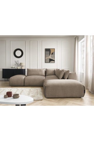 Canapé d'angle modulable Jana - Taupe - 5 places - En tissu velours