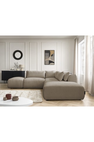 Canapé d'angle modulable Jana - Taupe - 5 places - En tissu chiné