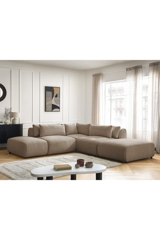 Canapé d'angle modulable Jana - Taupe - 5 places - En tissu chiné